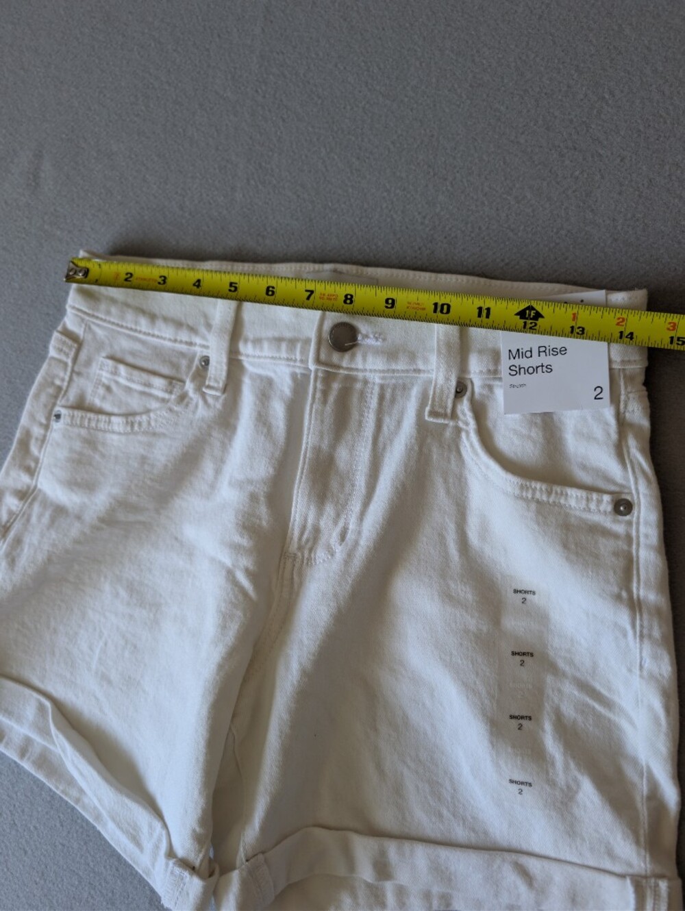 NWT White Rolled Hem Denim Jean Shorts Sz 2 Mid Rise Stretch Women's Summer image 4